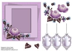 Lilac Plaid and Thistle Card Topper