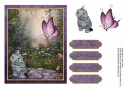 'a Careful Watch' Kitten and Butterfly Card Topper