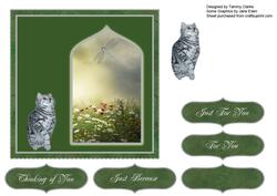 Sweet Kitten and Dragonfly Card Topper