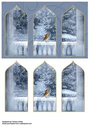 Winter Robin Red Breast Card Topper
