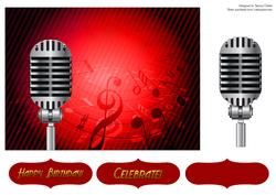 Red Music Mic Card Topper