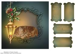 Sleepy Christmas Kitten Card Topper