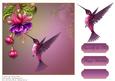 Fuschia and Hummingbird Card Topper 1
