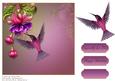 Fuschia and Hummingbird Card Topper 2