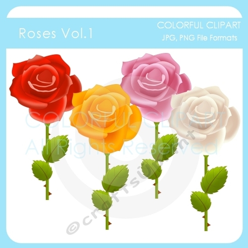 Roses on stalk Clipart