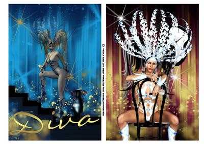 Diva Card Fronts Two Female Singers
