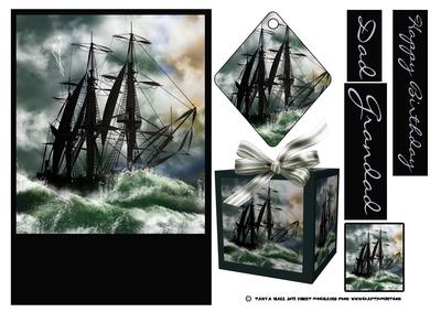 Caravel Boat on a Stormy Sea