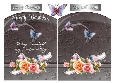 Butterfly and Rose Birthday Card