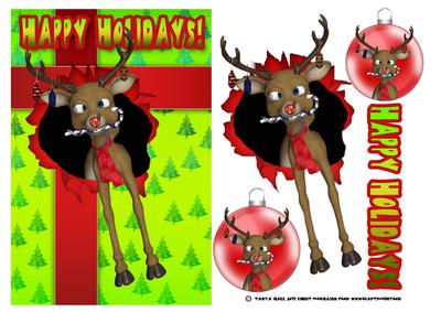 Fun Reindeer Christmas Greeting Card