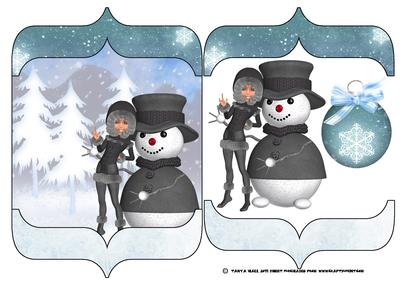 Modern Snowman Fun in the Snow Card