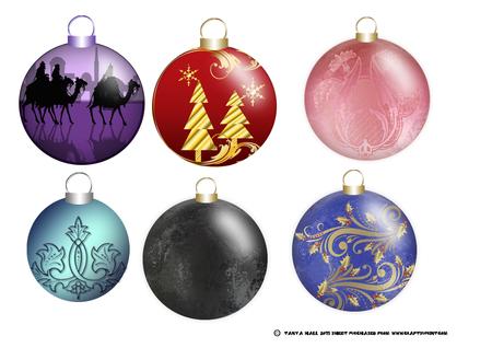 Set of 6 Christmas Decorations Baubles