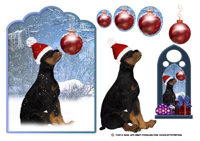 Rottweiler Puppy Christmas Card Front