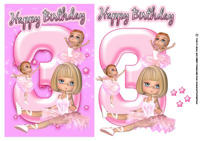 3rd Birthday Ballet Greeting Card Front
