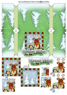 Penguin and Reindeer Christmas Cracker Card