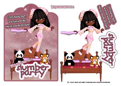 Slumber Party Invitation Card with Cute Little Girl