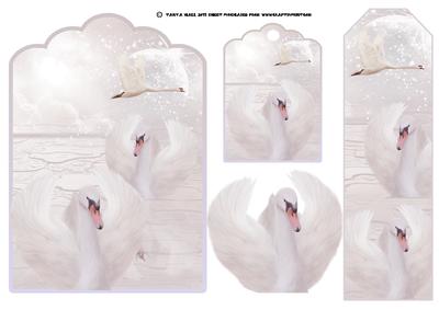Fantasy Swan Birthday Card Set