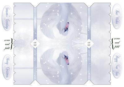 Large Cracker Shaped Swan Christmas Card