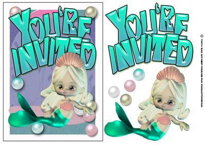 Cute Little Mermaid Invitation Card