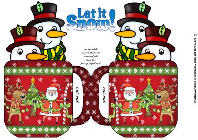 Mug Shaped Christmas Card with Snowmen