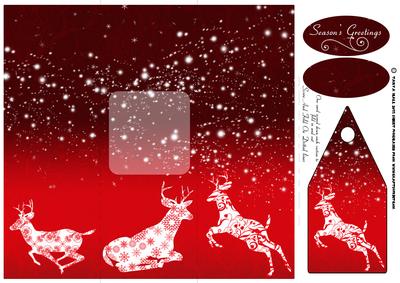 Delicate Tri Fold Stag Christmas Card