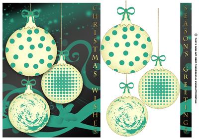 Modern Trio Bauble Christmas Card Front