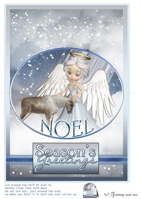 Cute Angel Oval Fold Back Greeting Card