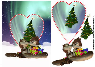Two Very Loving Squirrels Christmas Card Front