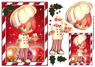 Chef Christmas Card with Cherry Pie