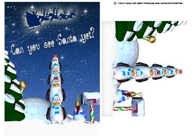 Fun Penguin Christmas Card Can You See Santa?