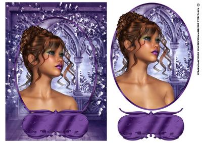 Birthday Card Front in Purple with Female