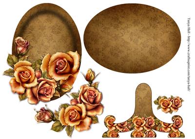 Pretty Rose Plate and Stand Greeting Card