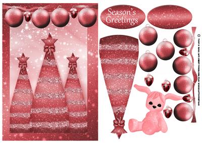 Dusky Pink Glitter Christmas Card