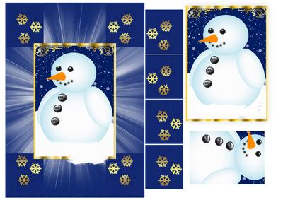 A Jolly Snowman Card Front in Blue