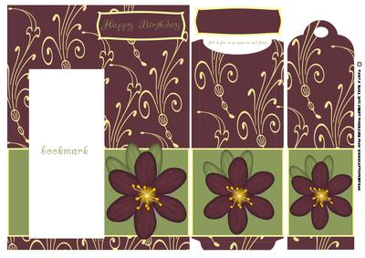 Greeting Card Front with Flowers and Bookmark