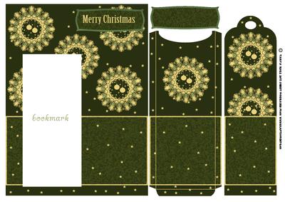 Fancy Wreath Christmas Bookmark Card