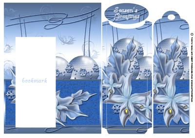 Blue Christmas Decoration and Bookmark Card