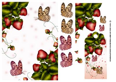 Butterfly and Strawberry Birthday Card Frontq