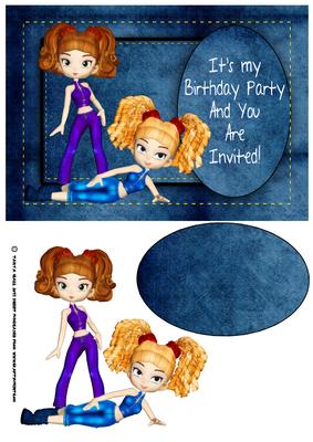 Fun Denim Girls Birthday Card Front