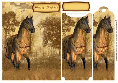 Birthday Bookmark Greeting Card with Horse