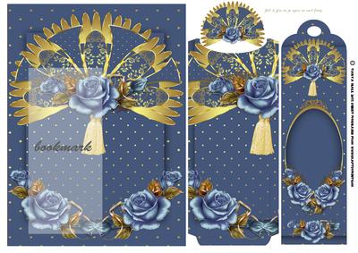 Birthday Bookmark Card with Fan and Roses