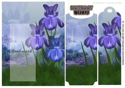 Iris Bookmark Birthday Greeting Card