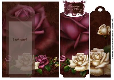 Bookmark Birthday Card with Roses