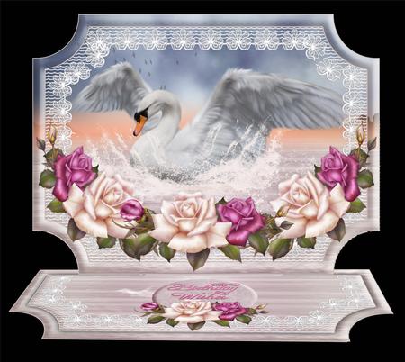 Easel Card Fantasy Swan and Roses