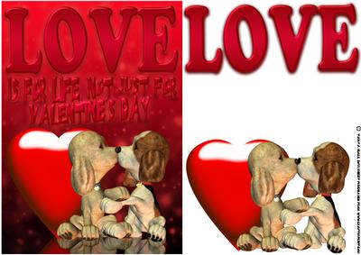 Valentine Card with Kissing Dogs