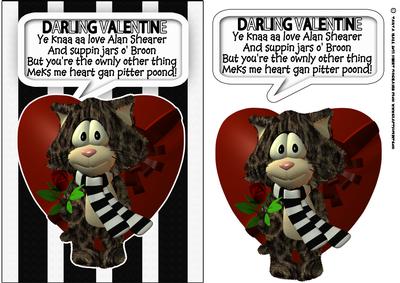 Geordie Valentine's Day Card with Cat
