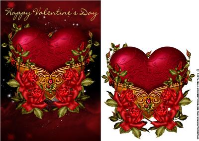 Valentine's Day Card with Heart and Roses