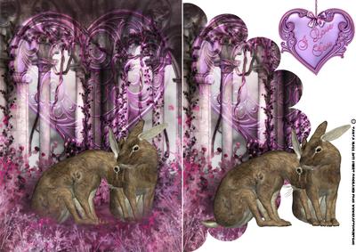 Scallop Valentine Card with Rabbits