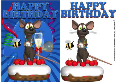 40th Birthday Card with Mouse and Cake