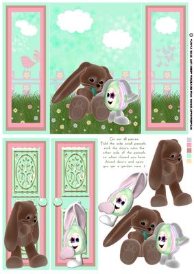 Gate Fold Easter Bunny and Egg Card
