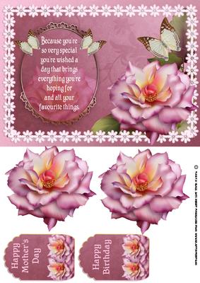 Pink Rose Birthday / Mother's Day Card Front